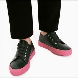 Marimekko | Dark Green Leather Pink Sole Drutha Sneakers Size 39